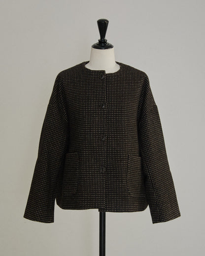 RECYCLE WOOL TWEED PIN DOT JACKET 2604YJ-0914 / LILOU&LILY ﾘﾙｱﾝﾄﾞﾘﾘｰ