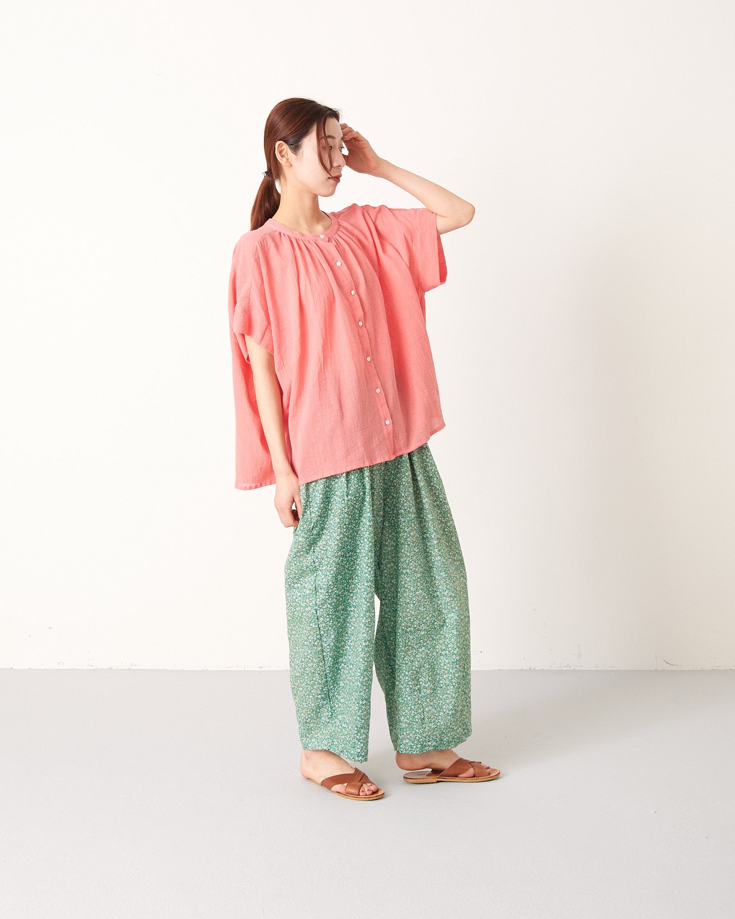 LILOU+LILY 80 LAWN FLOWER PRINT WIDE PANTS 2501FP-0412