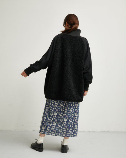 LILOU+LILY BOA/NYLON HALF COAT 2507YJ-1115