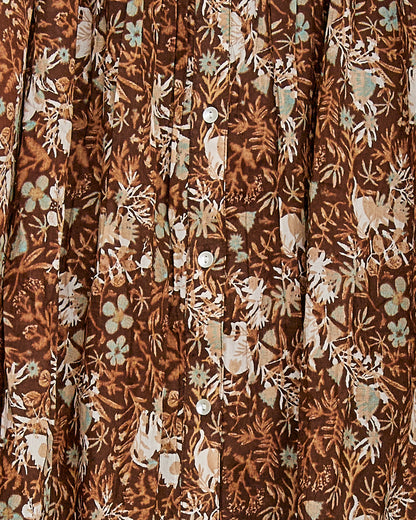 CAT FLOWER / HAND PRINTING SMOCKING BLOUSES 2604GH-0903 / LILOU&LILY ﾘﾙｱﾝﾄﾞﾘﾘｰ