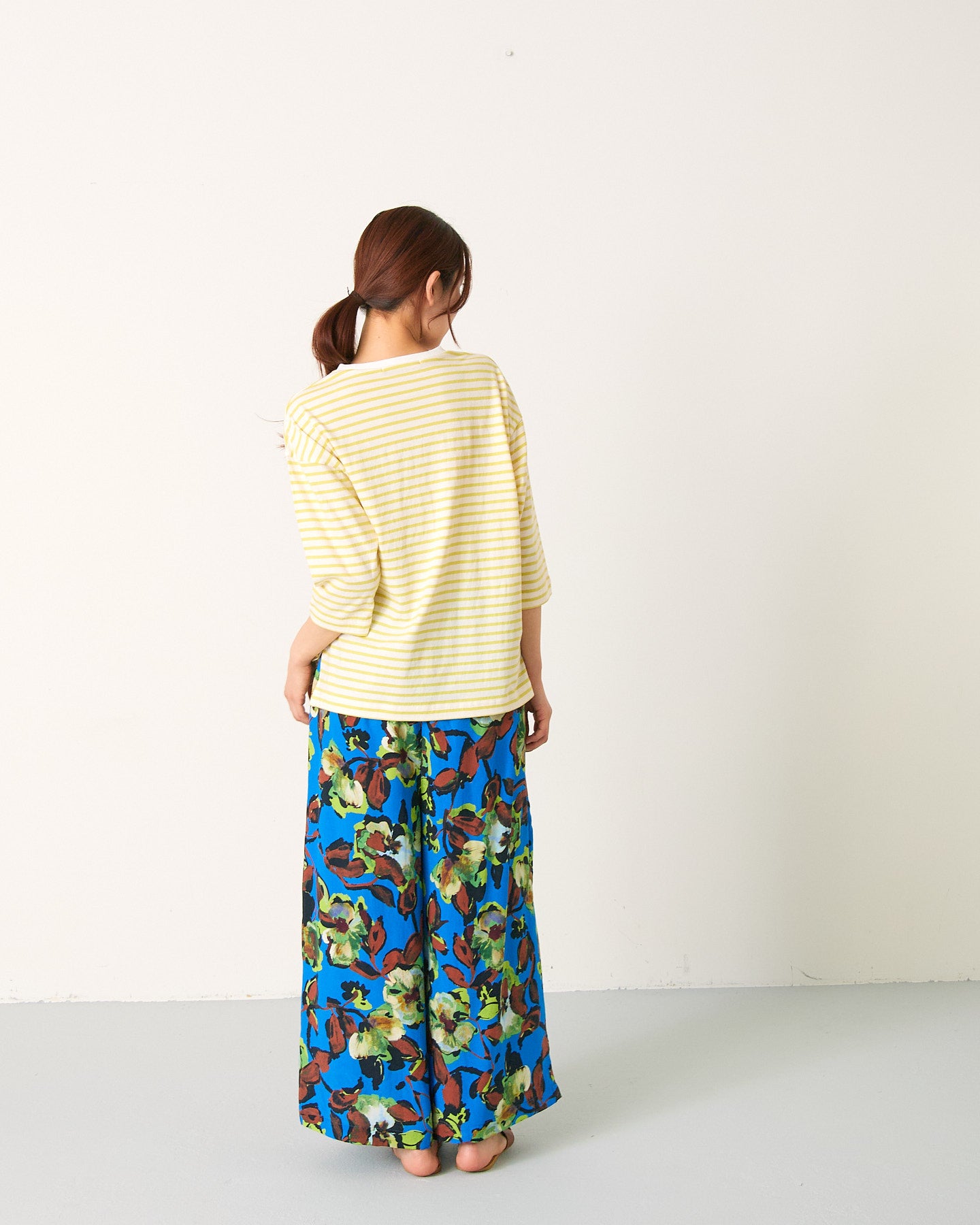 LILOU+LILY 30/1BORDER 6TH SLEEVE TEE 2501TS-0519