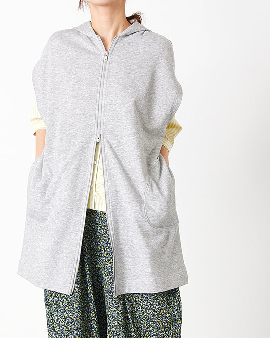 LILOU+LILY 40/20 MINI SWEAT HOODED LONG VEST 2501TS-0522