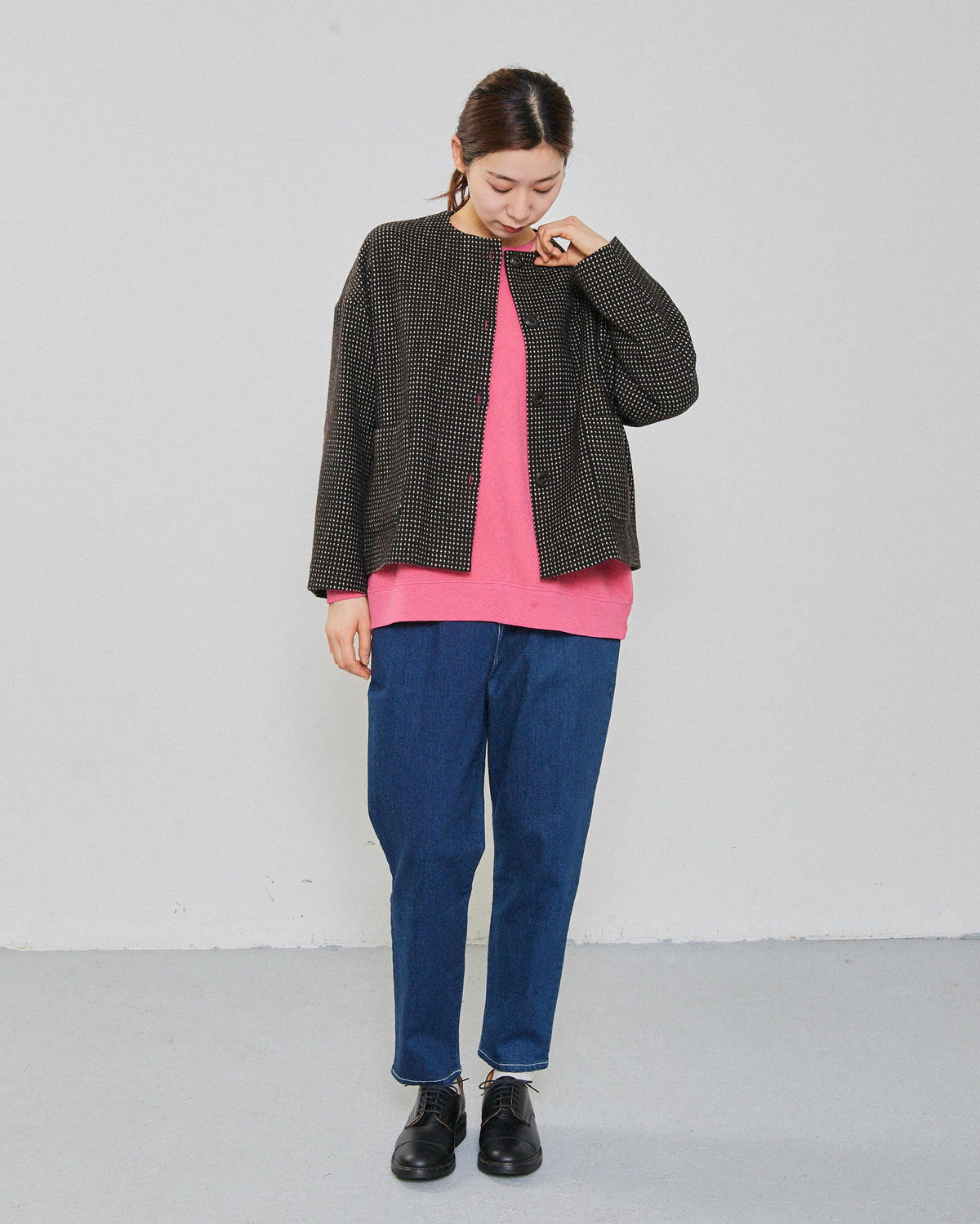 RECYCLE WOOL TWEED PIN DOT JACKET 2604YJ-0914 / LILOU&LILY ﾘﾙｱﾝﾄﾞﾘﾘｰ