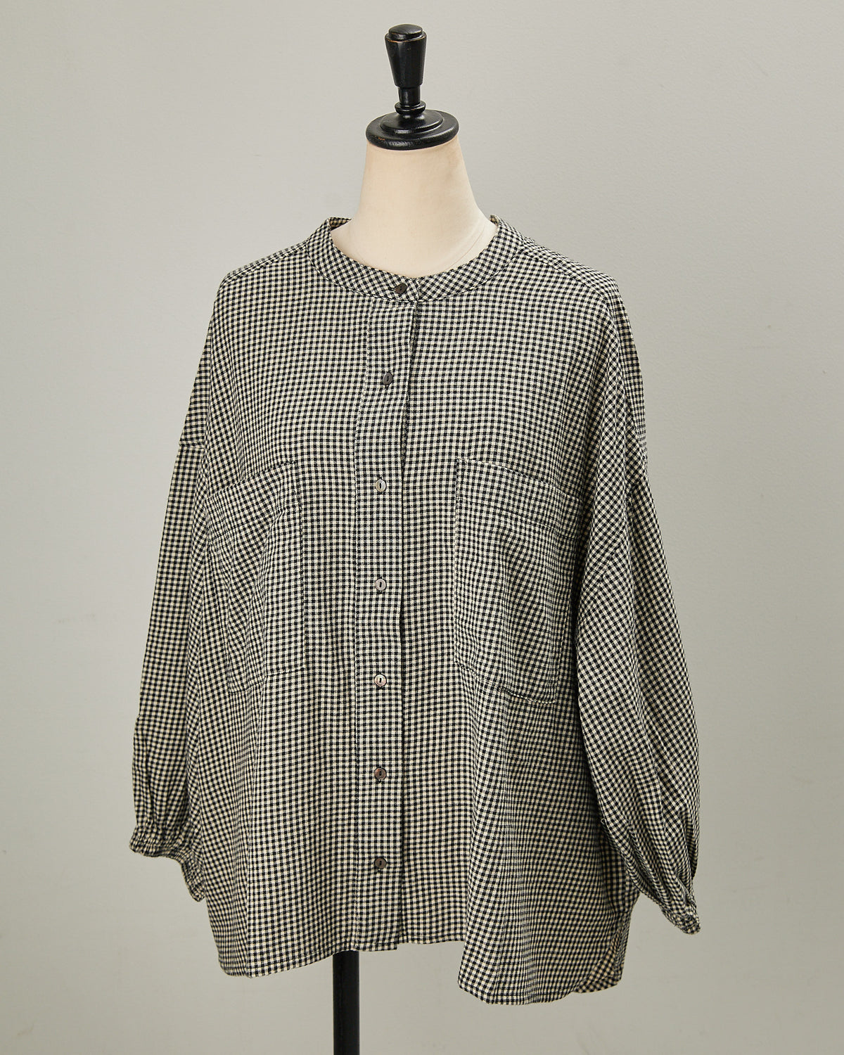 CHECK&STRIPE BACK RIBBON SHIRTS 2601007 / HIBINE