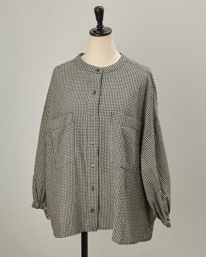 CHECK&STRIPE BACK RIBBON SHIRTS 2601007 / HIBINE
