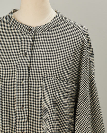 CHECK&STRIPE BACK RIBBON SHIRTS 2601007 / HIBINE