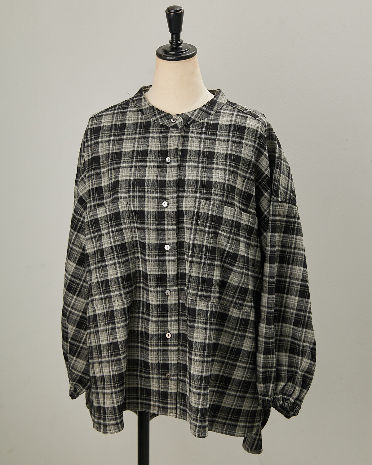 CHECK&STRIPE BACK RIBBON SHIRTS 2601007 / HIBINE