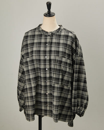 CHECK&STRIPE BACK RIBBON SHIRTS 2601007 / HIBINE