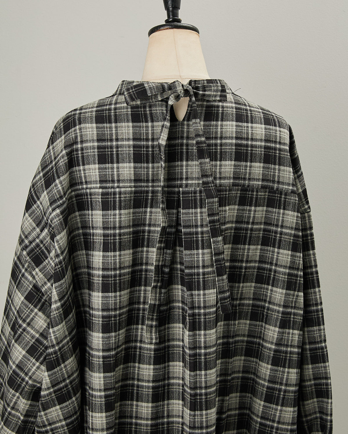 CHECK&STRIPE BACK RIBBON SHIRTS 2601007 / HIBINE