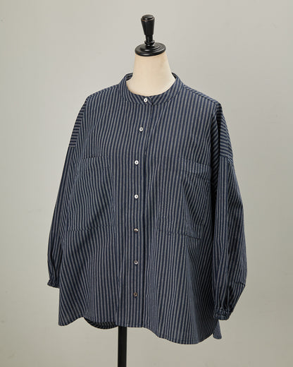 CHECK&STRIPE BACK RIBBON SHIRTS 2601007 / HIBINE