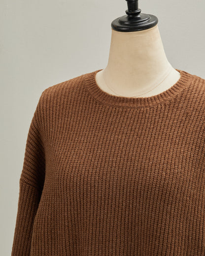 7GAUZE RIB KNIT FRINGE CREW 2601016 / HIBINE