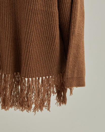 7GAUZE RIB KNIT FRINGE CREW 2601016 / HIBINE