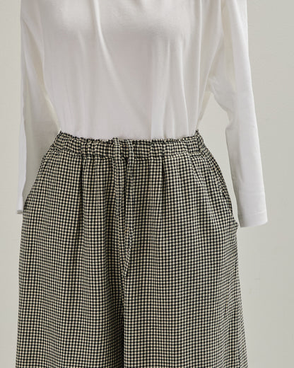 CHECK&STRIPE WIDE PANTS 2601009 / HIBINE