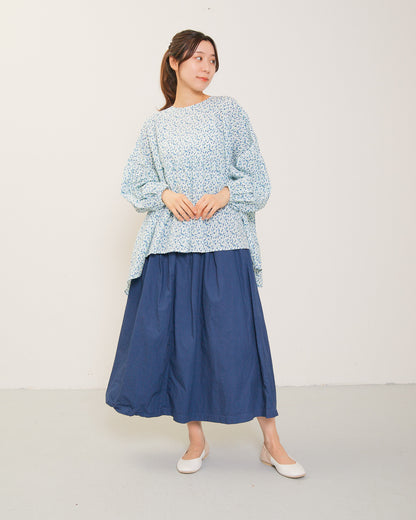 LILOU+LILY30WEATHER GARMENT DYED TUCK&GATHER SKIRT 2508YJ-0115